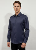 Erkek Saten Gömlek Lacivert