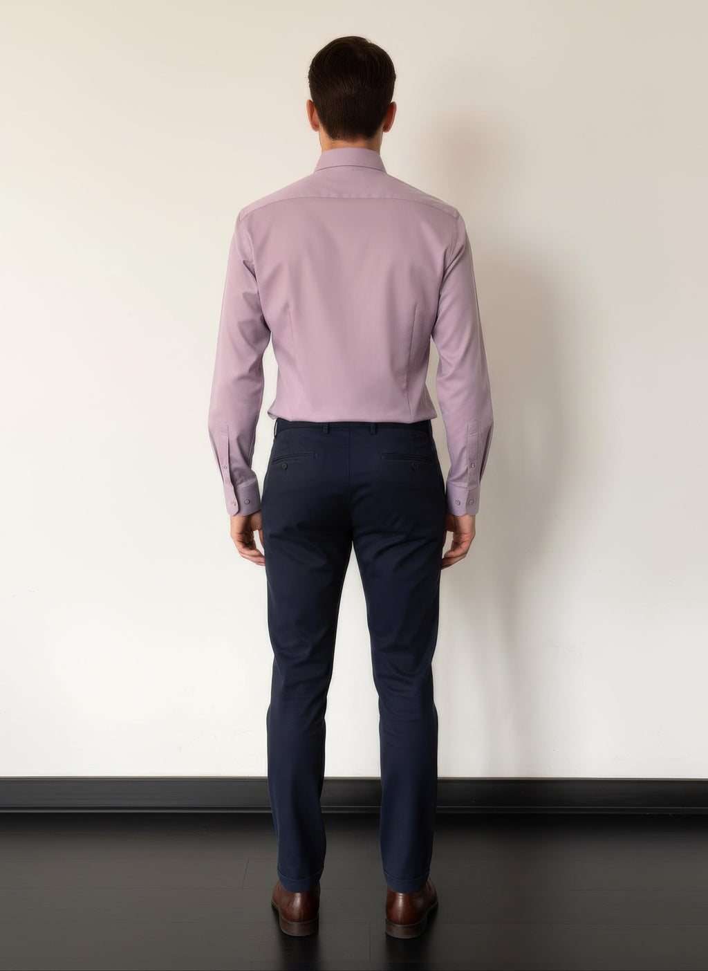 Erkek Saten Slim fit Yaka altı düğmeli Pembe Gömlek