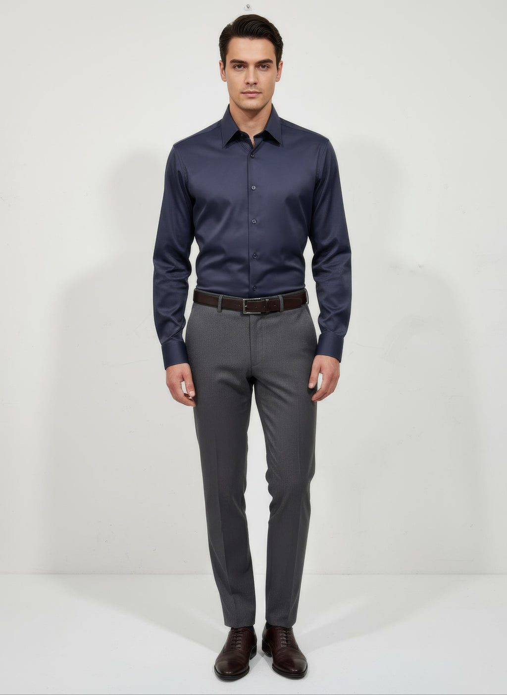 Erkek Saten Gömlek Lacivert