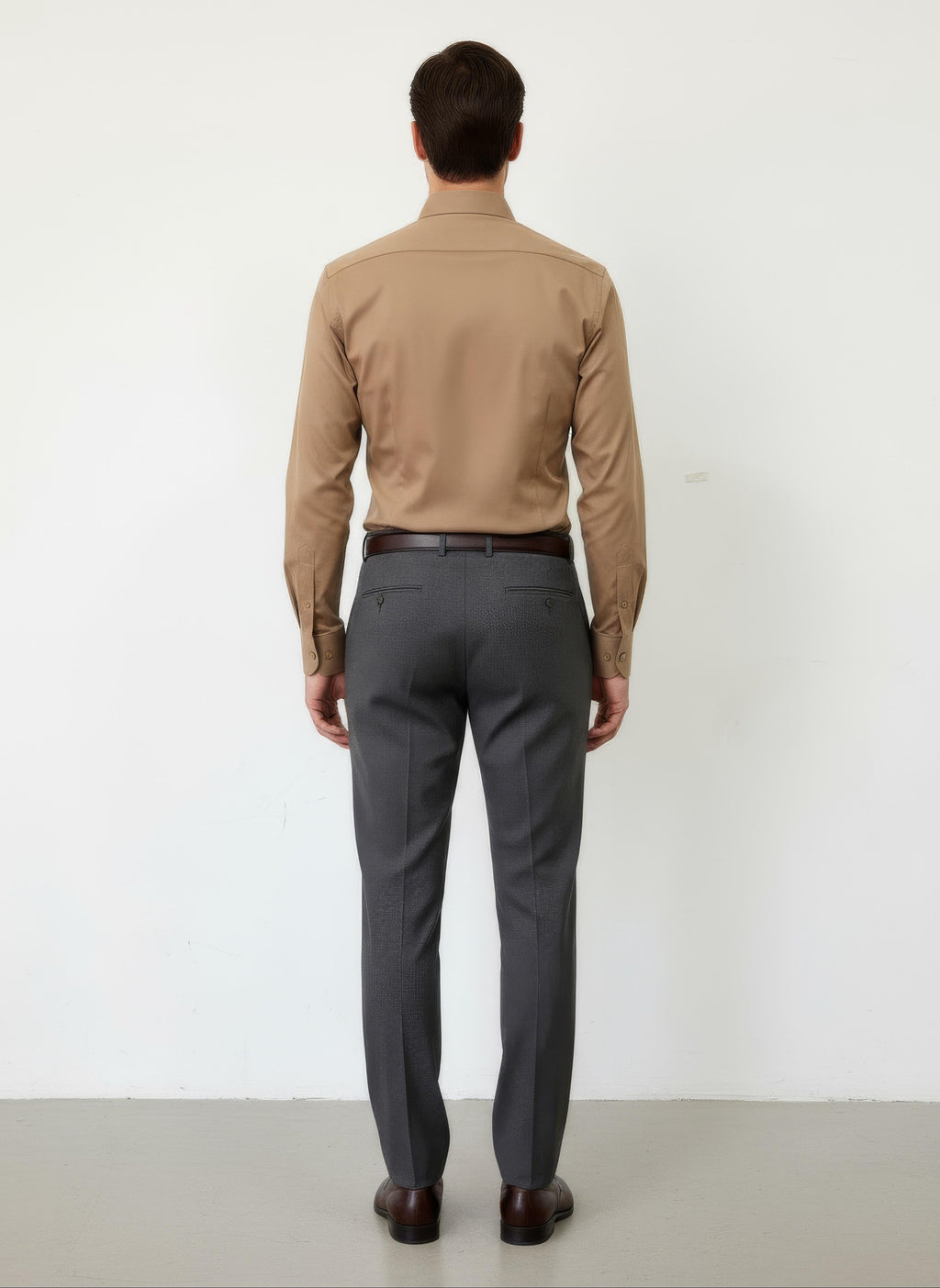 Erkek Saten Gömlek Açık Kahve